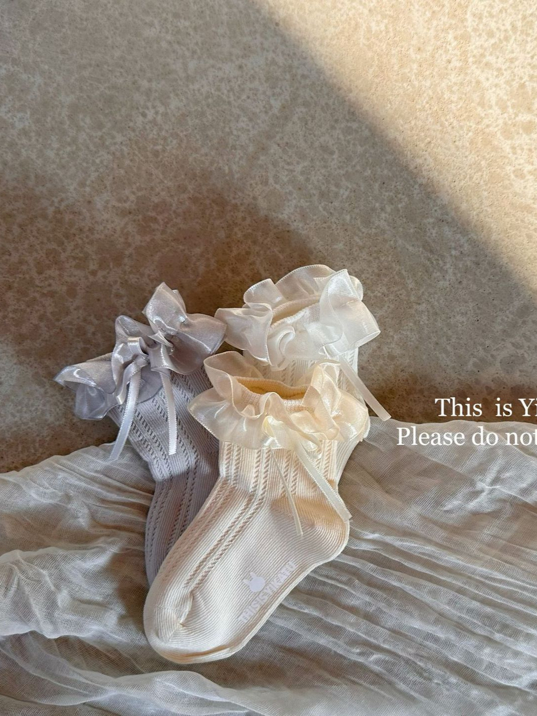 伊卡兔正品春夏网眼童袜红色美乐蒂卡通蝴蝶结公主堆堆中筒袜7305