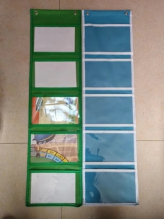 幼儿园作品A5五格挂袋绘画美术作品收纳袋图书绘本墙挂式透明袋