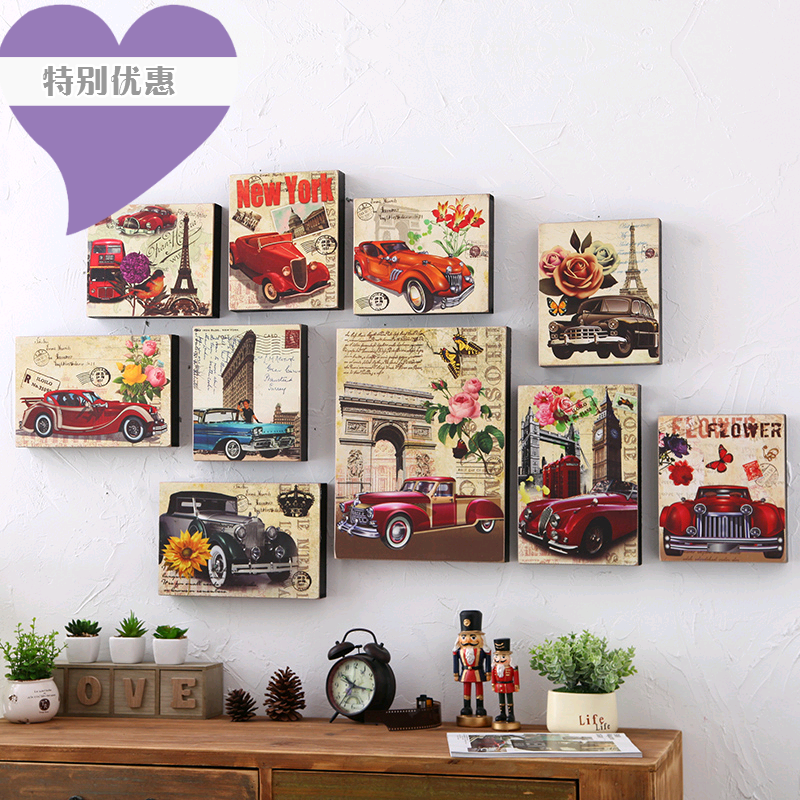 Ó¢Â×·çÅ·ÃÀvintage¸´¹ÅÌïÔ°ÇåÐÂõ¹å»¨¶äÆû³µÄ¾ÖʰåÇ½Ãæ×°Êιһ