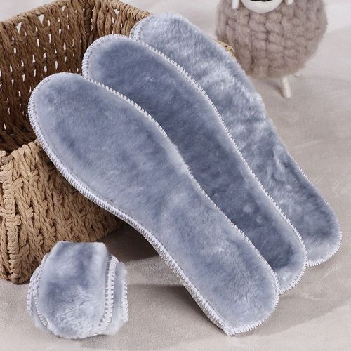 冬季毛绒保暖棉鞋垫灰色仿兔毛