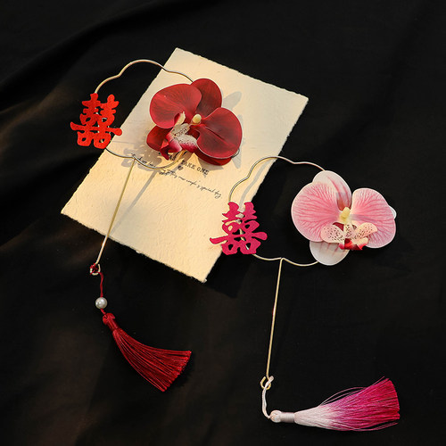 新娘伴娘手工迷你团扇结婚接亲新中式拍照道具婚礼晨袍秀禾小扇子