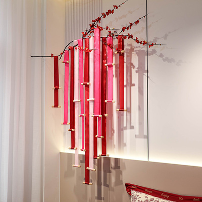 国风新中式喜字贴镂空婚房床头