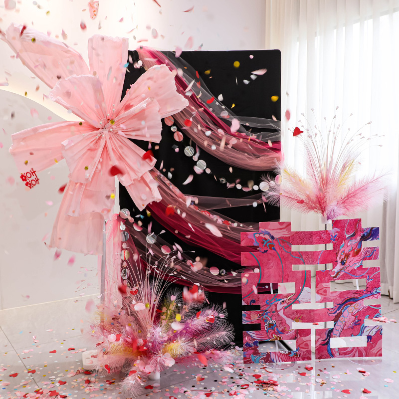 婚房布置装饰套装喜2025男女方酒店卧室简单大方高级感迎宾立柱5