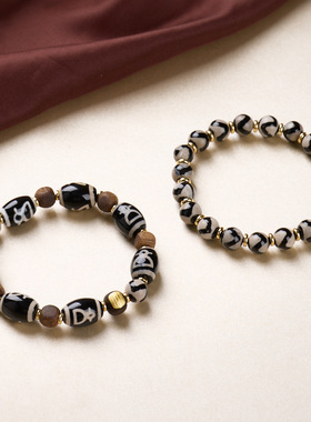 天然玛瑙多宝达洛天珠手串单圈藏式文玩佛珠富甲宝瓶转运天珠手链