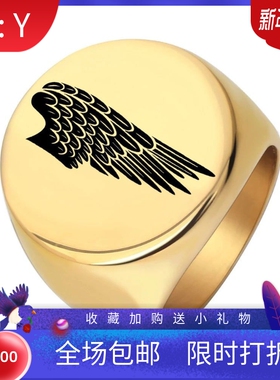 新款亚马逊欧美热卖个性22MM不锈钢自由之翼翅膀钛钢时尚圆形潮流