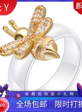 欧美款黑白不褪色陶瓷戒指新品