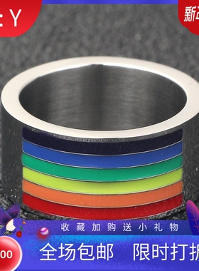 新款欧美流行饰品 不锈钢宽10mm滴胶戒指 指环 饰品 男女通用