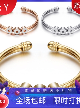 欧美风镶钻金色蛇骨链钛钢手环