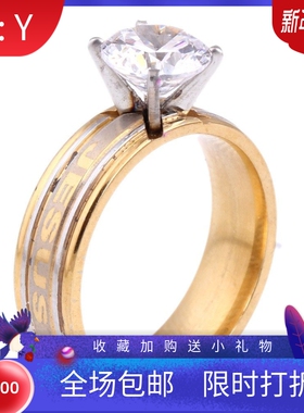 新款欧美时尚ins个性钛钢镶锆不锈钢戒指18K金百搭婚礼戒指婚戒女