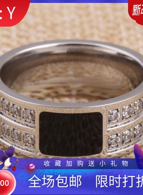 新款厂家 简约个性黑色滴油对称8MM镶锆石男士个性戒指欧美指环女