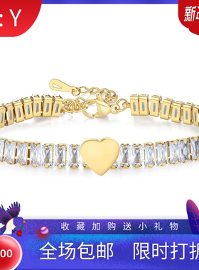 新款INS饰品不锈钢手链锆石搭配桃心时尚简约轻奢设计感小众饰品
