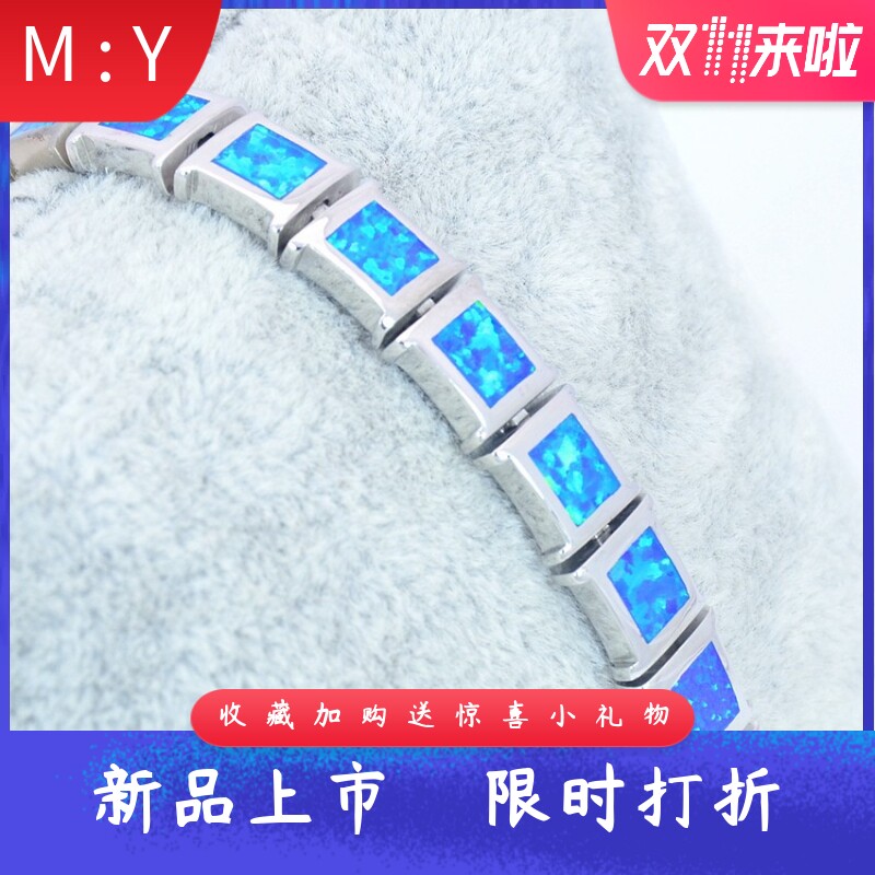 新款Opal澳宝夏威夷正方形手链澳宝项链时尚彩宝饰品镶进口欧泊