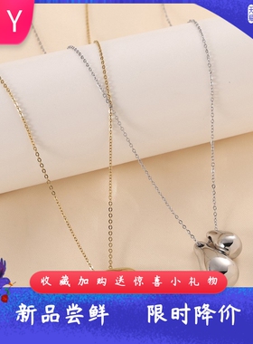 新款厂家欧美双水滴钛钢项链女简约气质时尚百搭不锈钢锁骨链