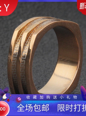 新款厂家 欧美简约时尚不规则钛钢戒指 7MM长城回字纹不锈钢指环