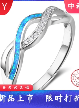 通体S925纯银镶嵌进口opal欧泊澳