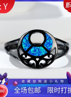 新款跨境中间扇形镂空花纹戒指简约个性小众轻奢优雅百搭戒指