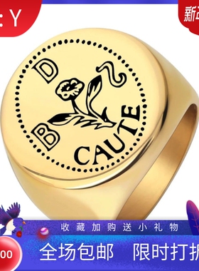 新款欧美热卖不锈钢光面激光个性玫瑰花戒指圆形22MM钛钢复古指