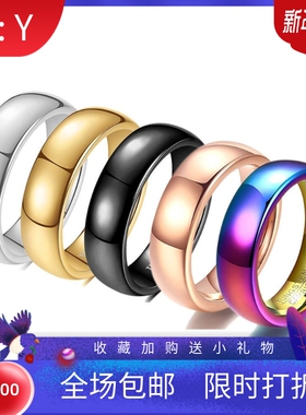 新款欧美复古弧形光面钨钢戒指 6MM钨金4色戒指情侣对戒百搭