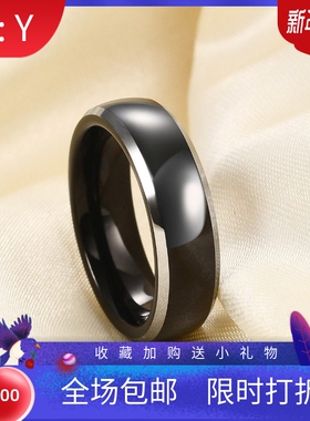 新款欧美6 8MM时尚钨钢光面戒指个性可激光Logo刻字指环跨境热卖