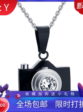新款欧美创意钛钢相机项链女复古做旧不锈钢滴油照相机项链 热卖
