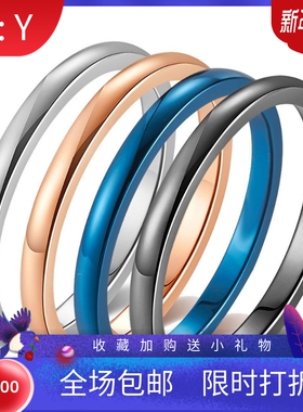 新款欧美跨境ins钛钢戒指简约多色2MM不锈钢指环个性百搭情侣戒指