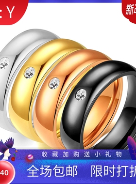 欧美风ins镶钻情侣对戒新品