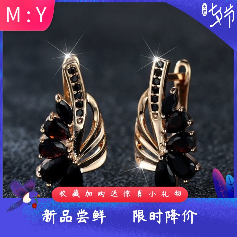 新款时尚耳扣 韩版水滴半边花朵耳环 简约百搭款设计清新耳扣