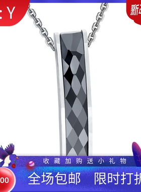 新款7MM黑色切面陶瓷菱形情侣项链简约个性节日生日礼物钛钢锁骨