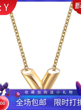 新款欧美简约11MM无限宇宙 V字母钛钢项链女锁骨链时尚百搭女