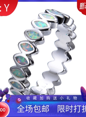 白金马眼欧泊锆石现货戒指