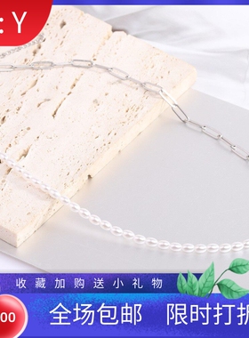 新款欧美ins百搭个性设计钛钢项链简约气质轻奢仿珠珠OT锁骨链女