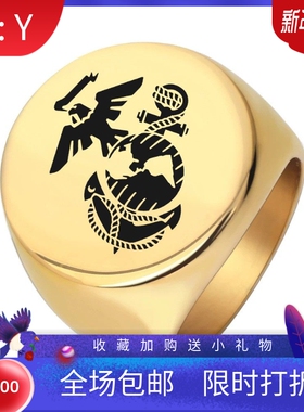 新款欧美朋克22MM不锈钢光面激光和平信鸽戒指圆形光面钛钢复古指