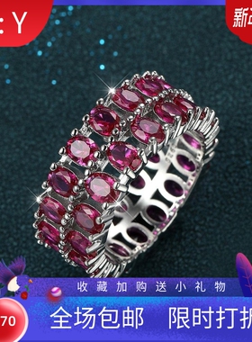 新款跨境欧美戒指时尚简约优雅双排满钻戒指简约百搭出行首饰