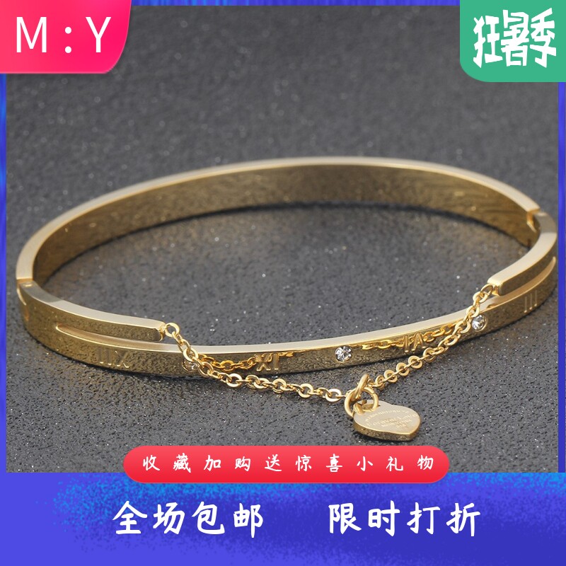 欧美6MM罗马数字不锈钢长链爱心