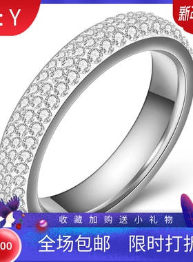新款厂家复古简约镶钻6MM弧面戒指不锈钢泥钻戒指欧美指环女饰品