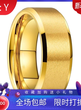 新款欧美跨境热卖4 6 8MM双斜边时尚磨砂钨钢不锈钢戒指指环