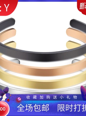 新款跨境不锈钢C形开口手镯5MM15CM不锈钢光面可开口手镯刻字