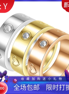 新款厂家 欧美简约4MM 6MM爱心情侣戒指指环时尚潮流时尚百搭
