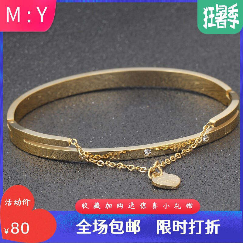 欧美6MM罗马数字不锈钢长链爱心