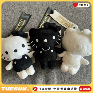 日本 hellokitty50周年限定挂件纯白哈喽kt公仔女黑皮书包钥匙扣