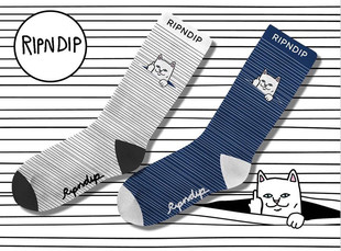 Socks贱猫 袜子 中指猫 Nermal Nermali&Peek 中高筒 ripndip