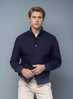 美出品夹克罗纹领大口袋