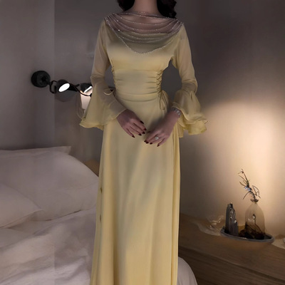 阿拉伯女装民族风珠链系带长裙子