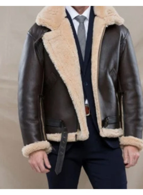 Fur one PU fur coat winter men's皮毛一体PU皮大衣加绒冬季男装