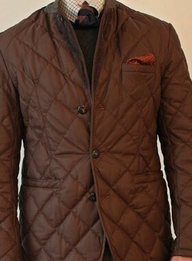 轻薄款西装领修身棉衣男