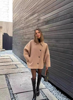 French niche trend cloak coat法式小众百搭潮流呢料斗篷外套女