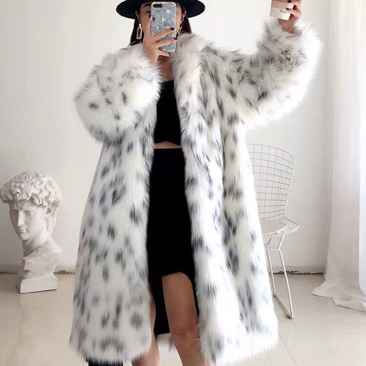 欧美皮草仿皮草外套大码女装长款