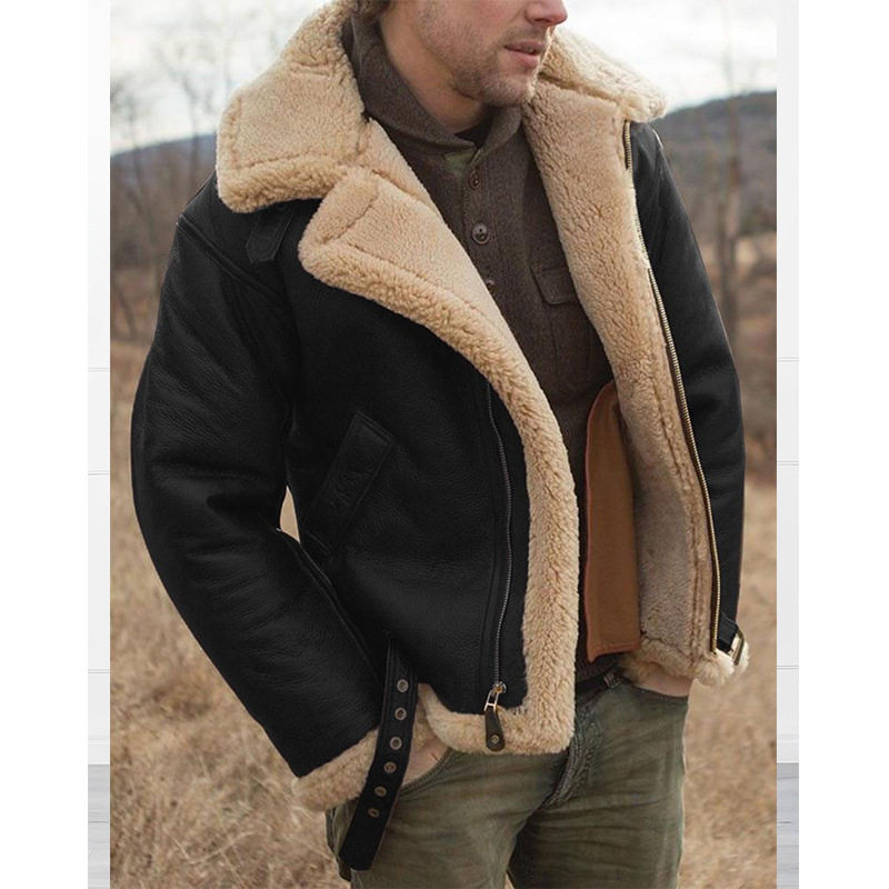 Outdoor winter PU fur coat户外冬季仿皮草皮扣耐麿PU皮大衣男装