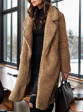 Double sided velvet womens winter coat跨境秋冬欧美双面绒大衣