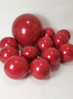 双层香奈红色气球10寸18寸绚丽红订婚宴婚房装饰生日布置宴会房间